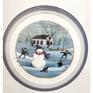 Framed P. BUCKLEY MOSS Signed Christmas Snowman Print 19x19  Cottage Americana